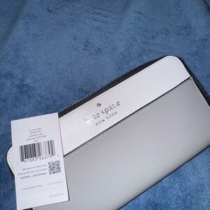 Kate Spade White and Gray Wallet with Metallic Trim